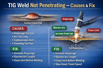 TIG Weld Not Penetrating – Causes & Fix